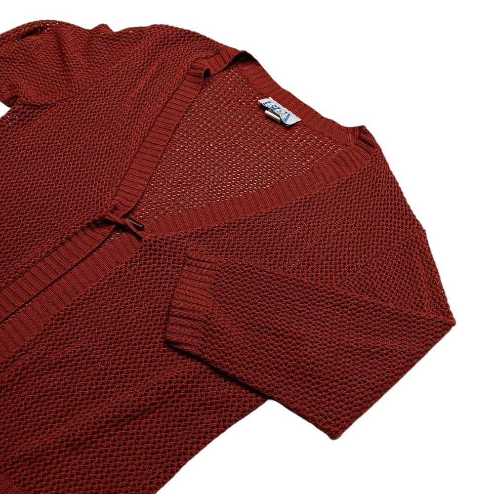 BFA Vintage Womens Large Cardigan‎ Loose Knit Brown long sleeve Ribbed Sweater